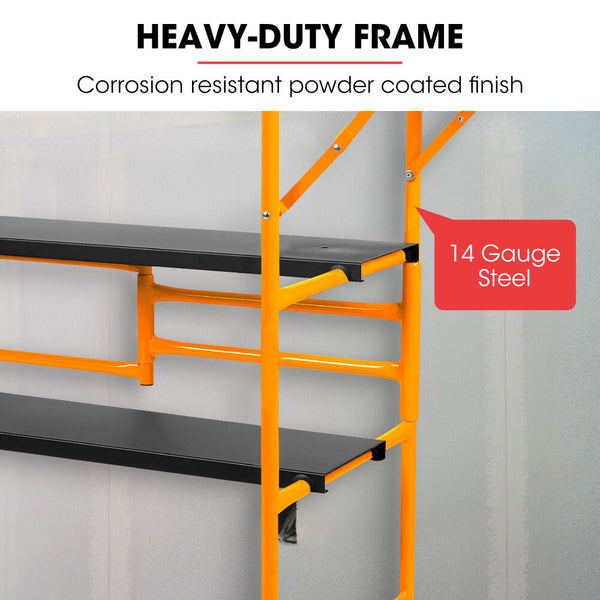 Baumr Ag Mobile Scaffold Platform 226Kg Load Steel Frame Dual Height Folding For Easy Transport And Storage Locking Castors Tool Tray Scaffolding
