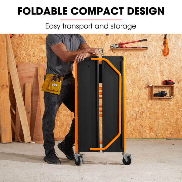 Baumr Ag Mobile Scaffold Platform 226Kg Load Steel Frame Dual Height Folding For Easy Transport And Storage Locking Castors Tool Tray Scaffolding