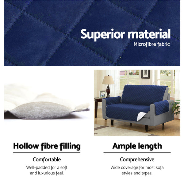 Artiss Sofa Cover Couch Covers 3 Seater Quilted Navy Slipcovers