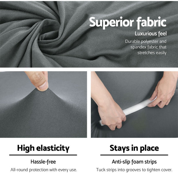 Artiss Sofa Cover Couch Covers 4 Seater Stretch Grey Slipcovers