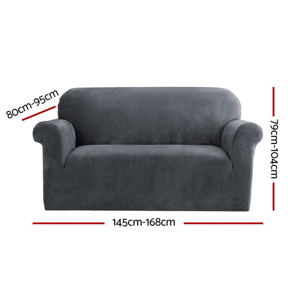 Artiss Sofa Cover Couch Covers 2 Seater Velvet Grey Slipcovers