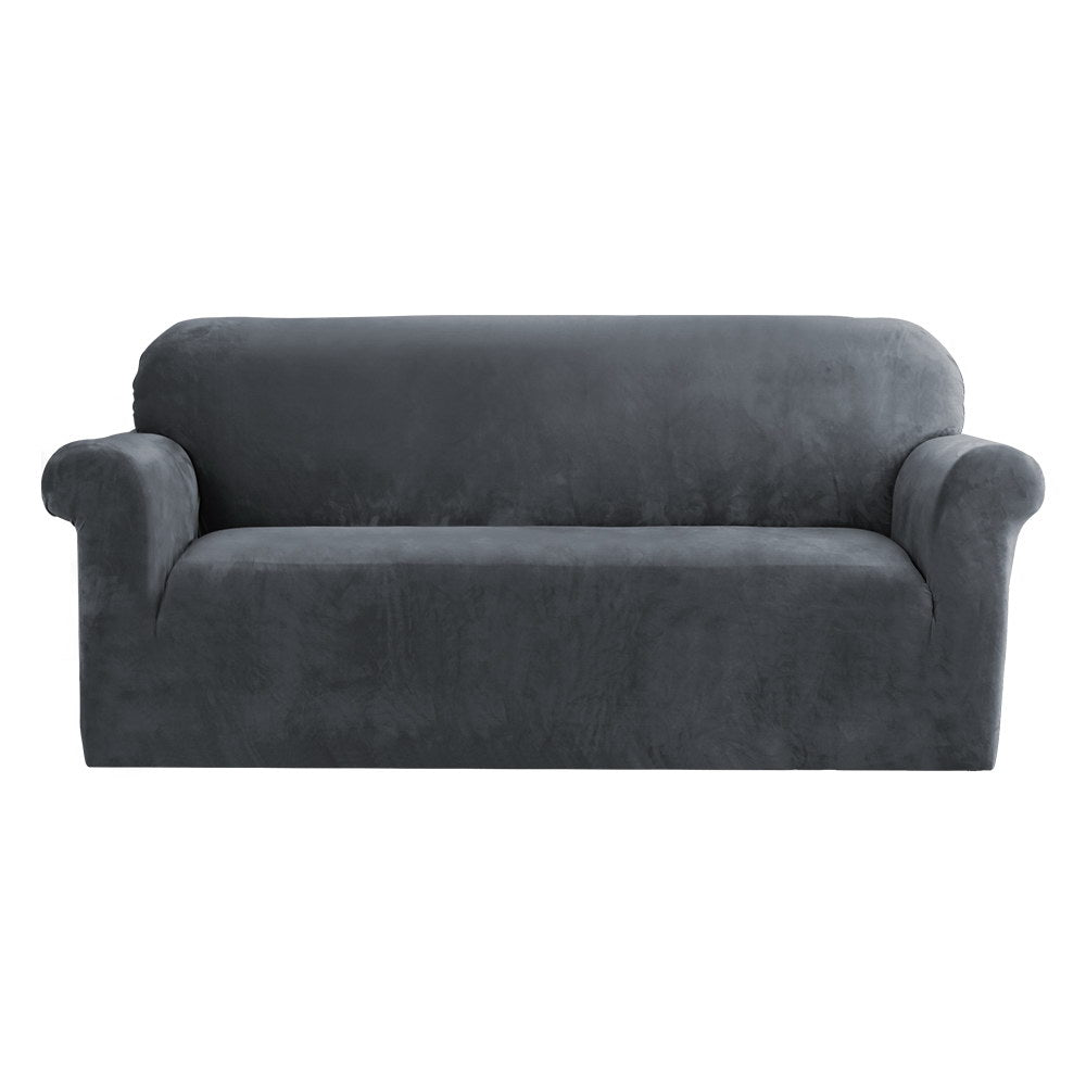 Artiss Sofa Cover Couch Covers 3 Seater Velvet Grey Slipcovers