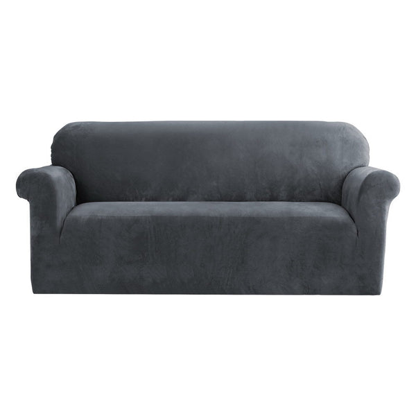 Artiss Sofa Cover Couch Covers 3 Seater Velvet Grey Slipcovers