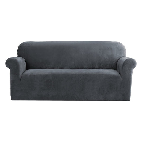 Artiss Sofa Cover Couch Covers 3 Seater Velvet Grey Slipcovers