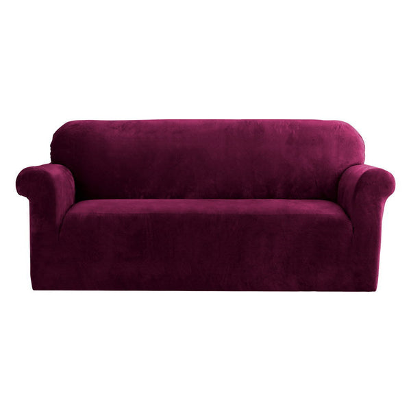 Artiss Sofa Cover Couch Covers 3 Seater Velvet Ruby Red Slipcovers