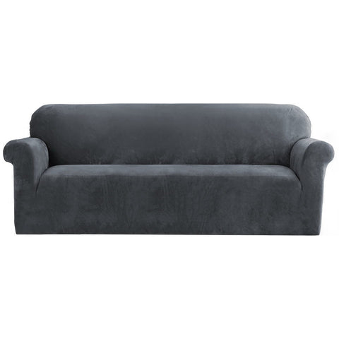 Artiss Sofa Cover Couch Covers 4 Seater Velvet Grey Slipcovers