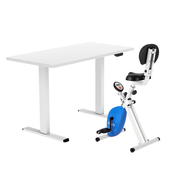 Artiss Under Desk Folding X Bike With 140Cm Automatic Standing Magnetic Resistance White Exercise Bikes