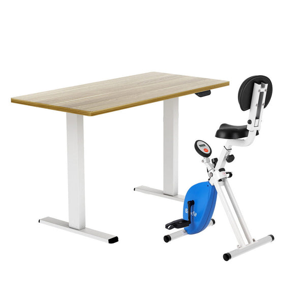 Artiss Under Desk Folding X Bike With 140Cm Automatic Standing Magnetic Resistance Oak Exercise Bikes