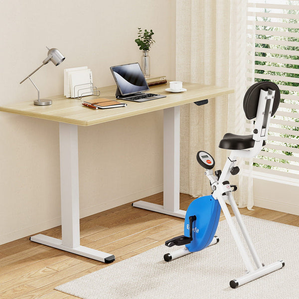 Artiss Under Desk Folding X Bike With 140Cm Automatic Standing Magnetic Resistance Oak Exercise Bikes