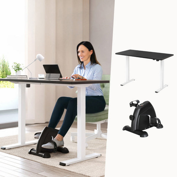 140Cm Artiss Electric Standing Desk With Mini Pedal Exercise Bike Home Office Exercise Bikes
