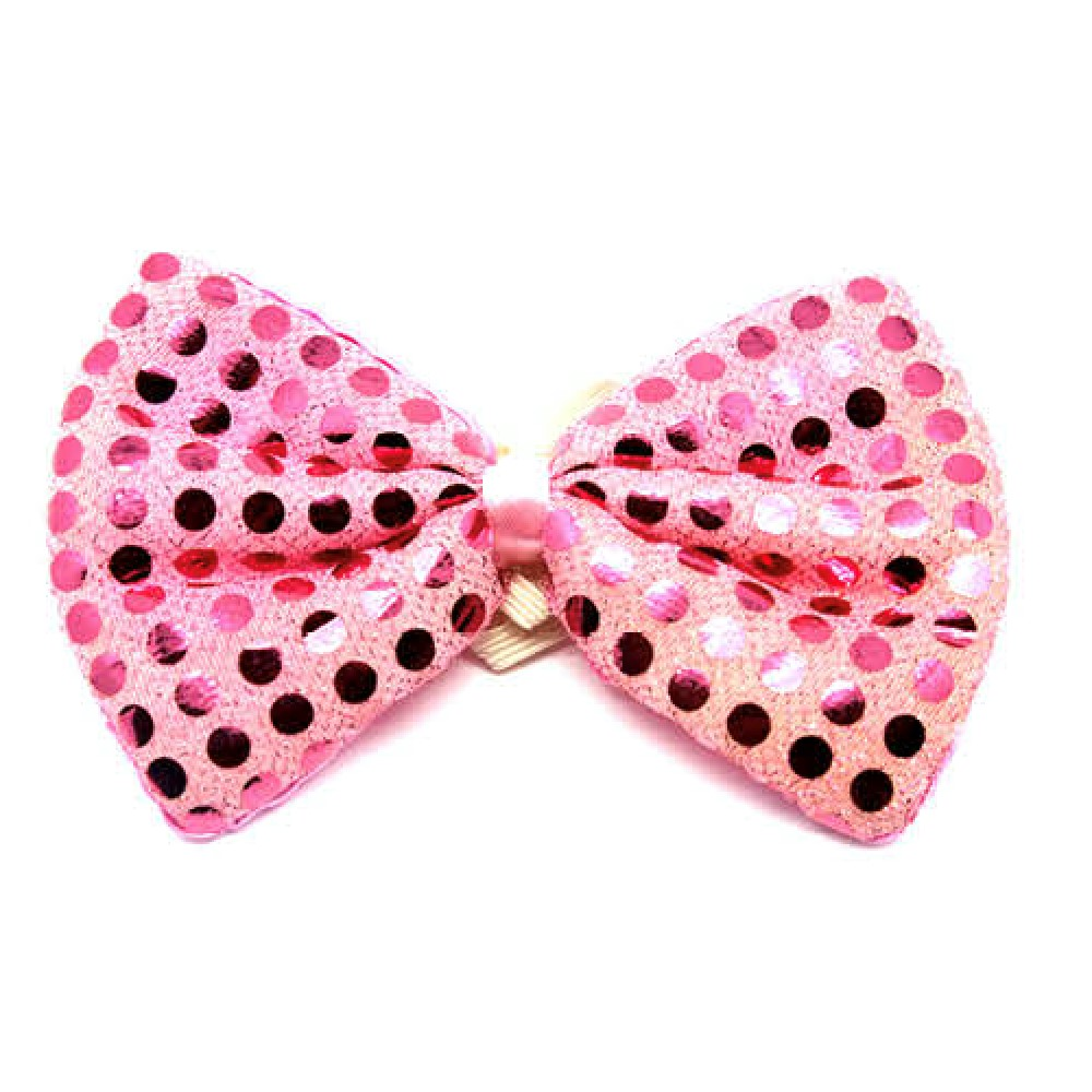 Br Costumes Sequin Bow Tie Polka Dots Bowtie Party Unisex 13Cm X 9Cm Clown Light Pink Unisex Costumes