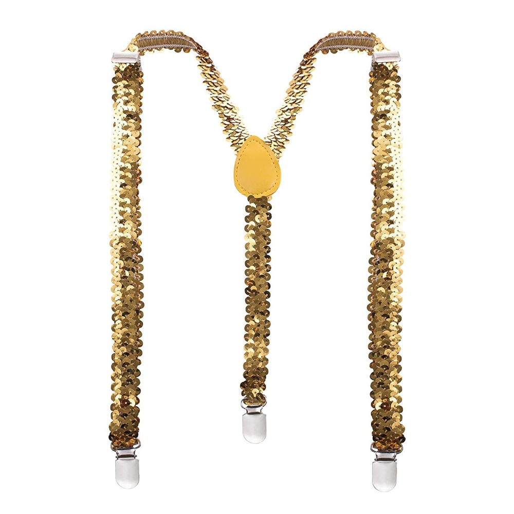 Br Costumes Sequin Suspenders Unisex Braces Clip On Elastic Y Back Yellow Suspenders/Braces