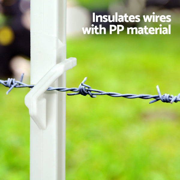 Giantz Electric Fence Posts 20Pcs Electric Fence Poly White Electric Fencing