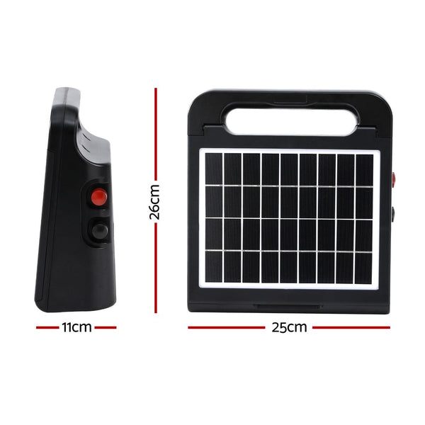 Giantz 5Km Electric Fence Energiser Solar Farm 0.3J Electric Fencing