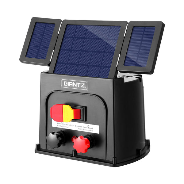 Giantz 8Km Electric Fence Energiser Pet Solar Energizer 0.3J Electric Fencing