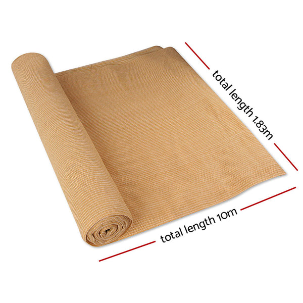 Instahut 50% Shade Cloth 1.83X10m Shadecloth Sail Hevy Duty Beige Shade Sails