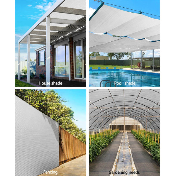 Instahut 50% Shade Cloth 1.83X10m Shadecloth Wide Heavy Duty White Shade Sails