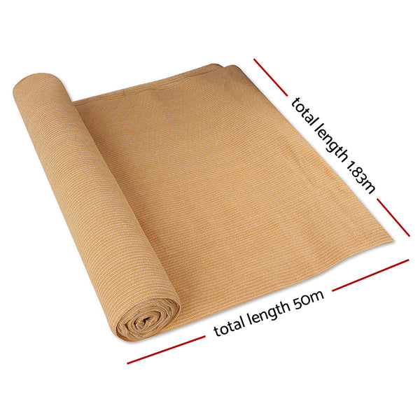 Instahut 50% Shade Cloth 1.83X50m Shadecloth Sail Heavy Duty Beige Shade Sails