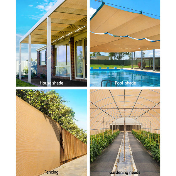 Instahut 50% Shade Cloth 1.83X50m Shadecloth Sail Heavy Duty Beige Shade Sails