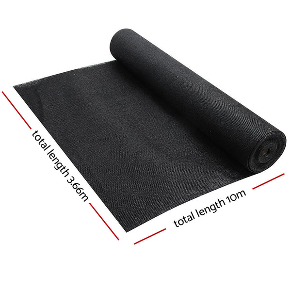 Instahut 90% Shade Cloth 3.66X10m Shadecloth Sail Heavy Duty Black Shade Sails