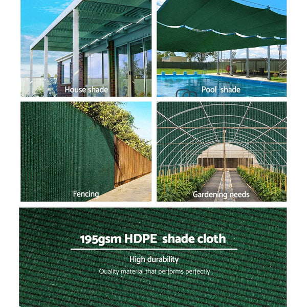 Instahut 90% Shade Cloth 3.66X20m Shadecloth Sail Heavy Duty Green Shade Sails