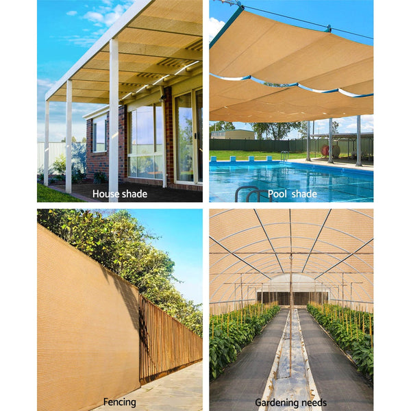 Instahut 70% Shade Cloth 3.66X30m Shadecloth Sail Heavy Duty Beige Shade Sails