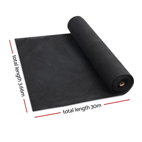 Instahut 30% Shade Cloth 3.66X30m Shadecloth Wide Heavy Duty Black Shade Sails