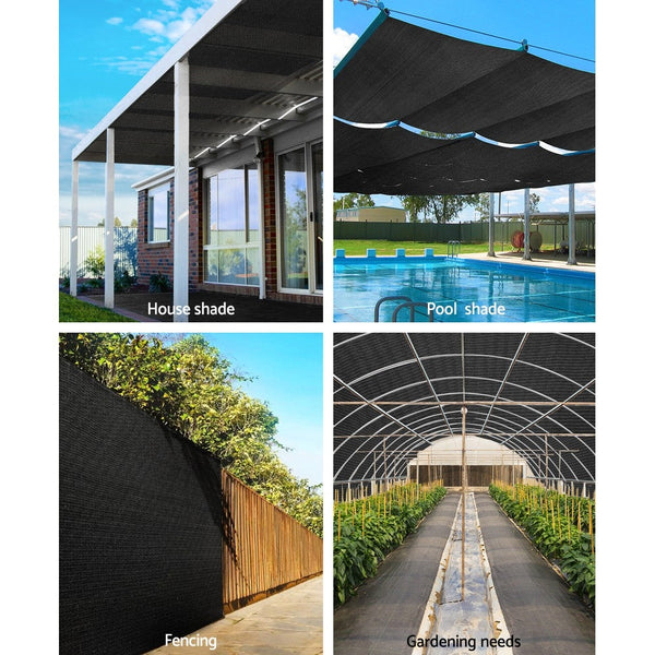 Instahut 30% Shade Cloth 3.66X30m Shadecloth Wide Heavy Duty Black Shade Sails
