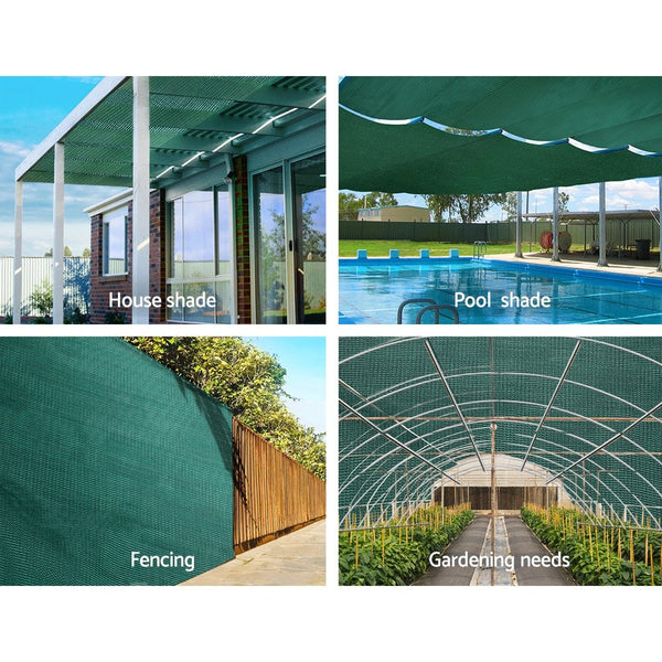 Instahut 50% Shade Cloth 3.66X10m Shadecloth Wide Heavy Duty Green Shade Sails