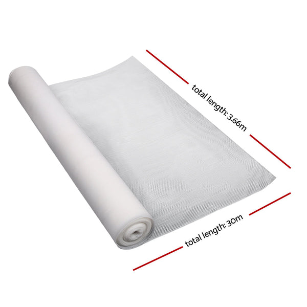 Instahut 90% Shade Cloth 3.66X30m Shadecloth Wide Heavy Duty White Shade Sails