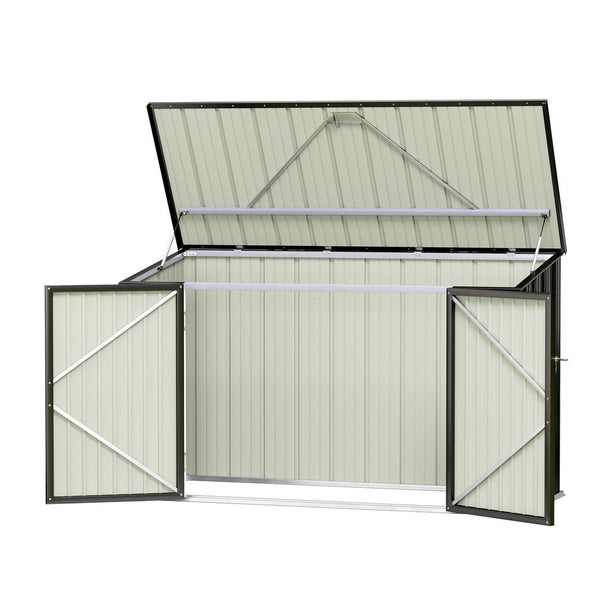 Giantz 2.22M Grey Galvanised Steel Bike Shed With Double Doors Sheds Summerhouses Carports