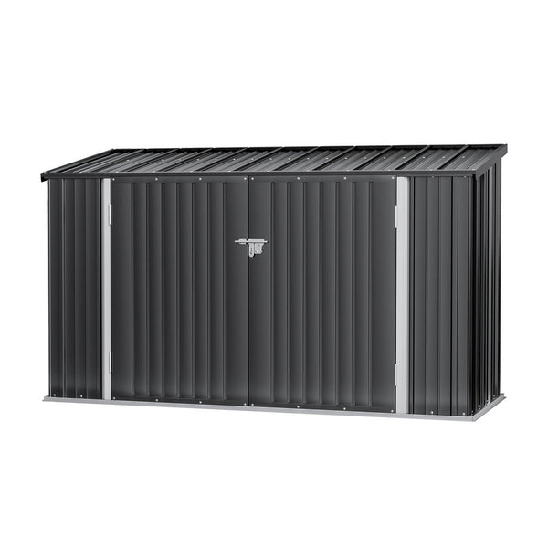 Giantz 2.22M Grey Galvanised Steel Bike Shed With Double Doors Sheds Summerhouses Carports