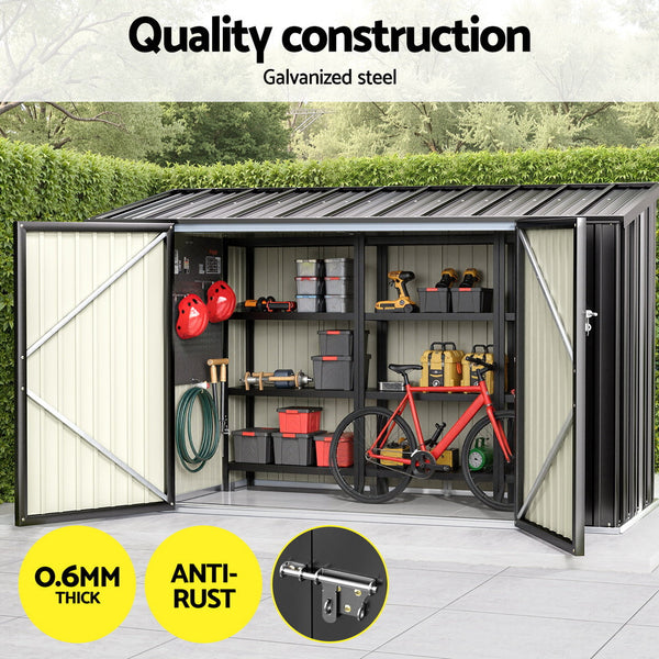 Giantz 2.22M Grey Galvanised Steel Bike Shed With Double Doors Sheds Summerhouses Carports