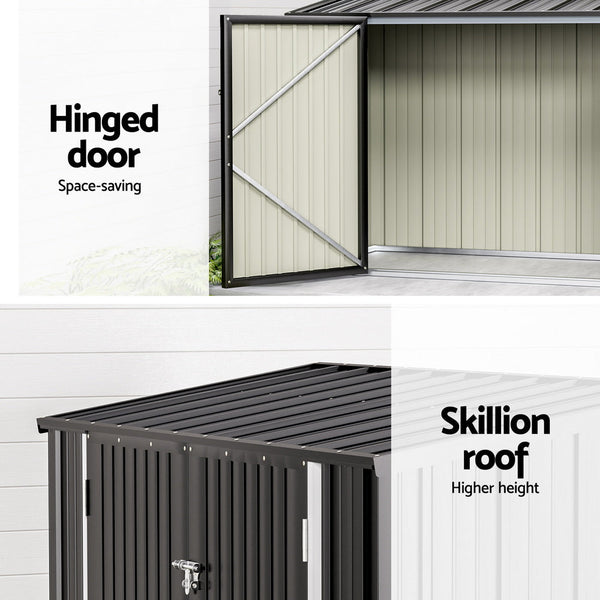 Giantz 2.22M Grey Galvanised Steel Bike Shed With Double Doors Sheds Summerhouses Carports