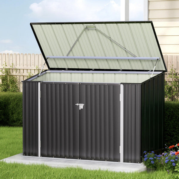 Giantz 2.22M Grey Galvanised Steel Bike Shed With Double Doors Sheds Summerhouses Carports