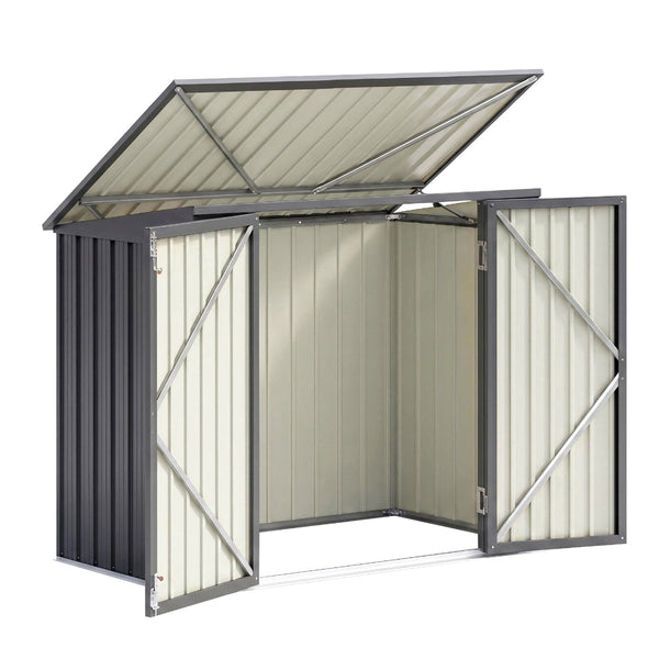 Giantz Lockable Steel Wheelie Bin Storage Shed Grey 2X240l Bins Sheds Summerhouses Carports
