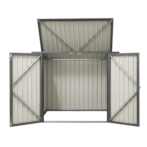 Giantz Lockable Steel Wheelie Bin Storage Shed Grey 2X240l Bins Sheds Summerhouses Carports