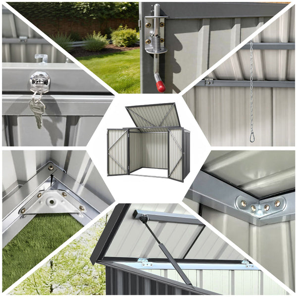 Giantz Lockable Steel Wheelie Bin Storage Shed Grey 2X240l Bins Sheds Summerhouses Carports