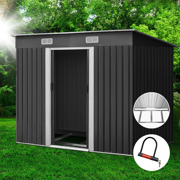 Giantz Garden Shed 2.38X1.31M W/Metal Base Sheds Outdoor Storage Tool Workshop Sliding Door Storage Units