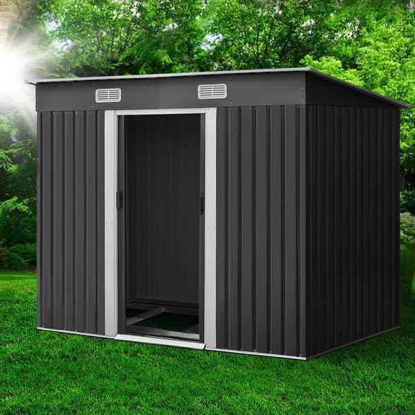 Giantz Garden Shed 2.38X1.31M W/Metal Base Sheds Outdoor Storage Tool Workshop Sliding Door Storage Units