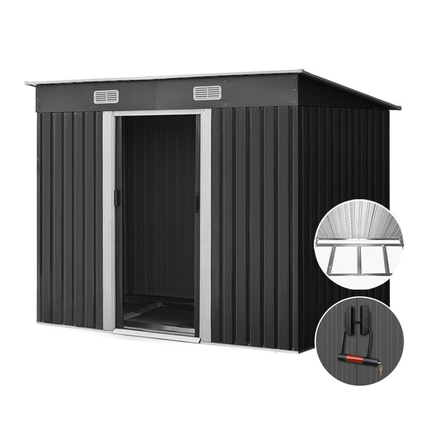 Giantz Garden Shed 2.38X1.31M W/Metal Base Sheds Outdoor Storage Tool Workshop Sliding Door Storage Units