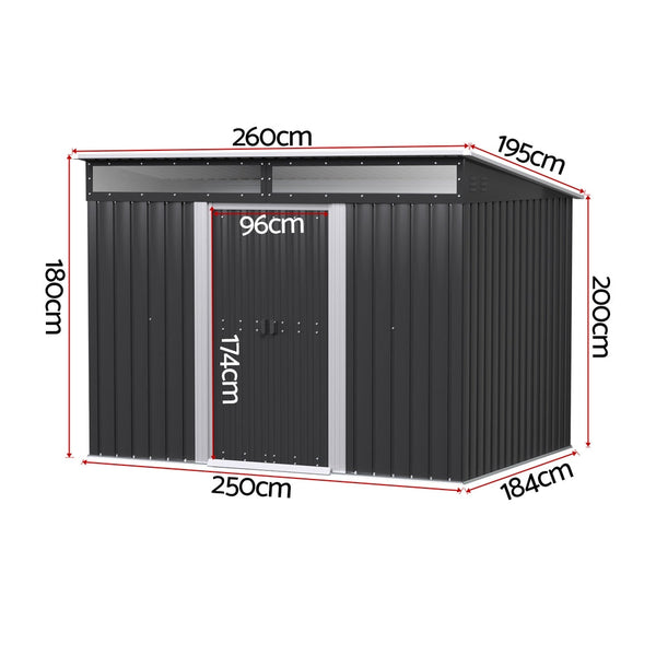 Giantz Garden Shed Outdoor Storage 2.60X1.95M Tool Sheds Workshop House Shelter Storage Units