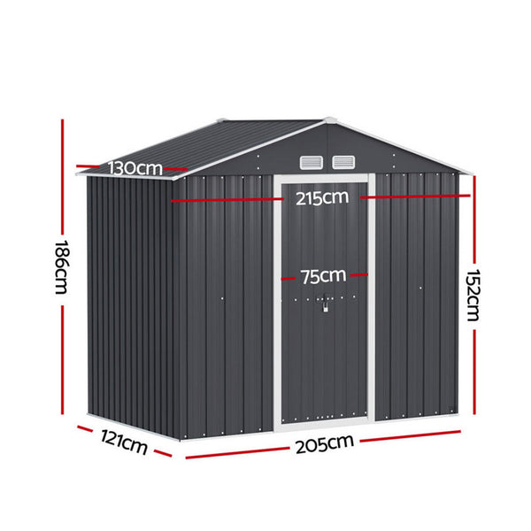 Giantz Garden Shed Outdoor Storage 2.15X1.3M Tool Workshop House Shelter Sliding Door Storage Units