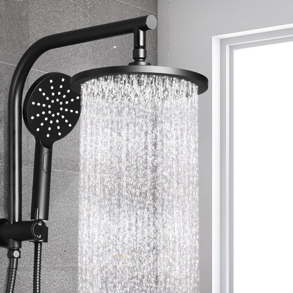 Cefito 9'' Rain Shower Head Set Handheld Round High Pressure Black Shower Heads & Combos