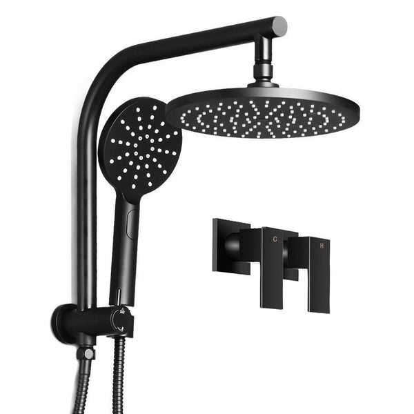 Cefito 9'' Rain Shower Head Set Handheld Round High Pressure Twins Tap Black Shower Heads & Combos