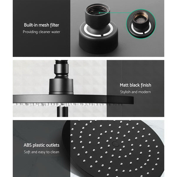 Cefito 9'' Rain Shower Head Set Handheld Round High Pressure Twins Tap Black Shower Heads & Combos