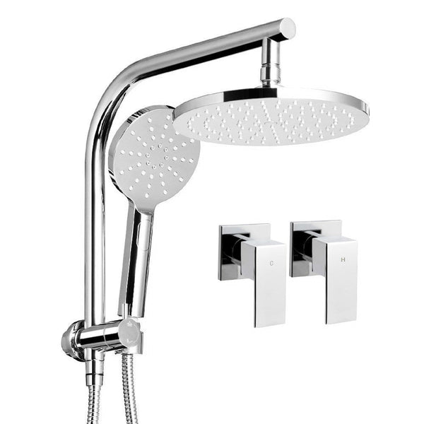 Cefito 9'' Rain Shower Head Set Handheld Round High Pressure Twins Tap Chome Shower Heads & Combos