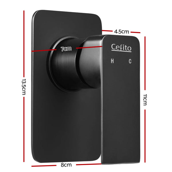 Cefito Shower Mixer Tap Wall Brass Hot Cold Basin Bathroom Black Bath Taps