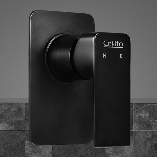 Cefito Shower Mixer Tap Wall Brass Hot Cold Basin Bathroom Black Bath Taps