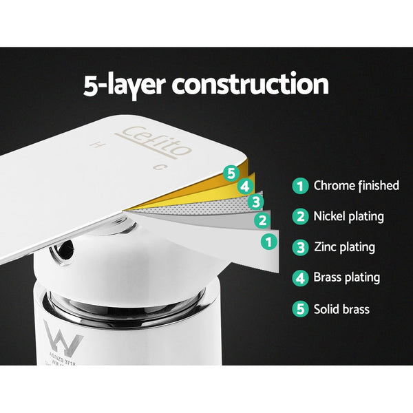 Cefito Shower Mixer Tap Wall Brass Hot Cold Basin Bathroom Chrome Bath Taps